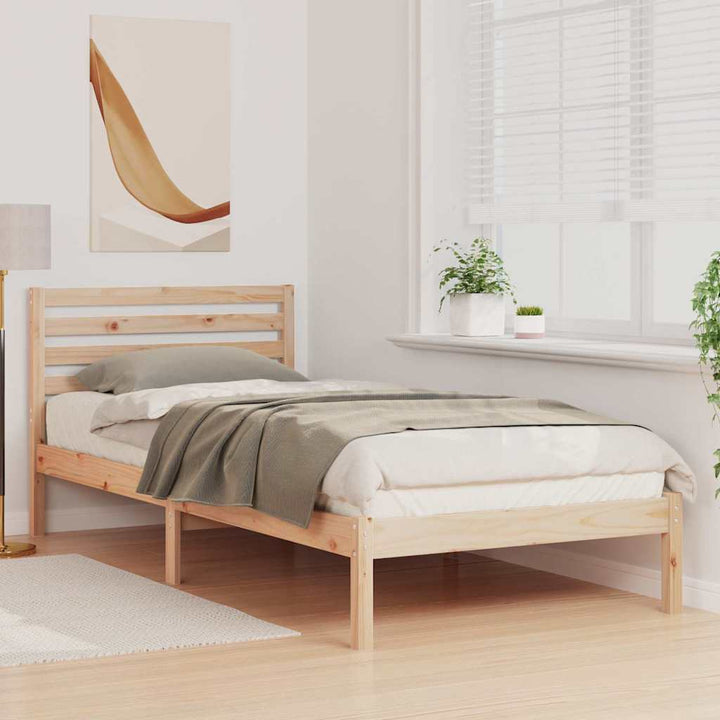 Sengestel med hovedgærde Brun 80 x 220 cm Massiv fyrretræ