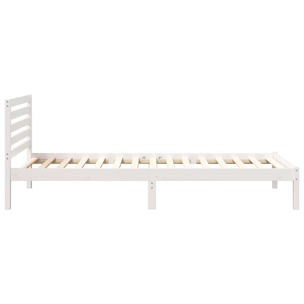 Sengestel med hovedgærde Hvid 80 x 220 cm Massiv fyrretræ