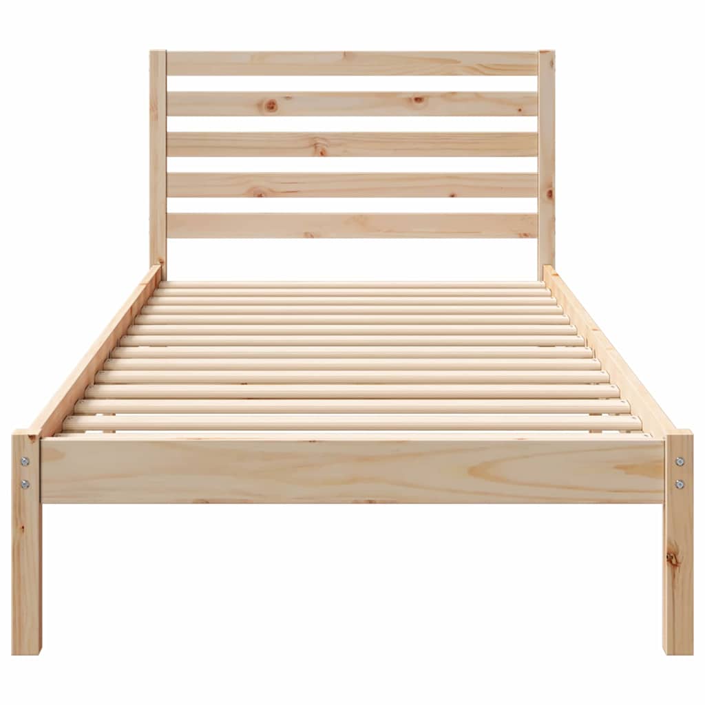 Sengestel med hovedgærde Brun 90 x 220 cm Massiv fyrretræ