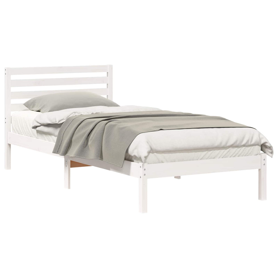 Sengestel med hovedgærde Hvid 90 x 220 cm Massiv fyrretræ