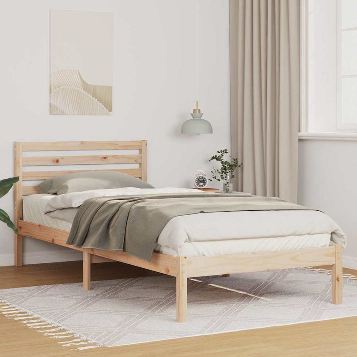Sengestel med hovedgærde Brun 100 x 220 cm Massiv fyrretræ