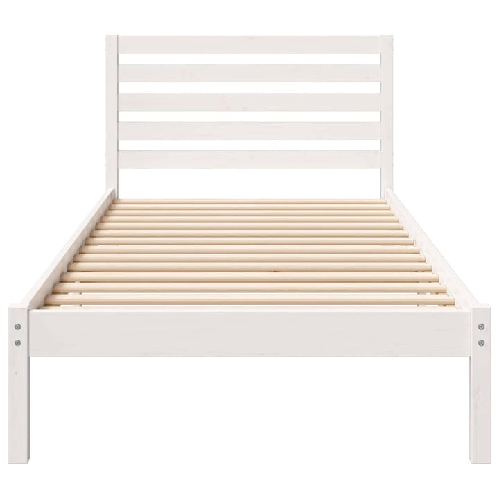 Sengestel med hovedgærde Hvid 100 x 220 cm Massiv fyrretræ