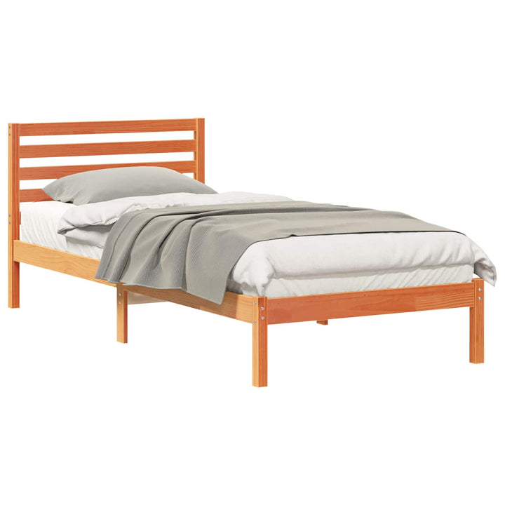 Sengestel med hovedgærde Voks brun 100 x 220 cm Massiv fyrretræ