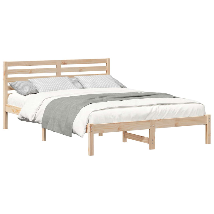 Sengestel med hovedgærde Brun 140 x 220 cm Massiv fyrretræ