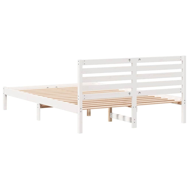Sengestel med hovedgærde Hvid 140 x 220 cm Massiv fyrretræ