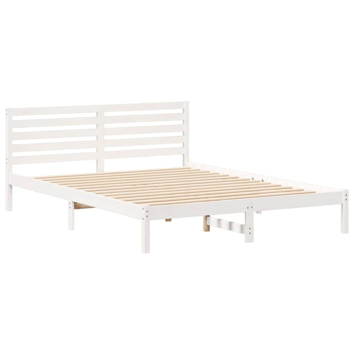 Sengestel med hovedgærde Hvid 160 x 220 cm Massiv fyrretræ