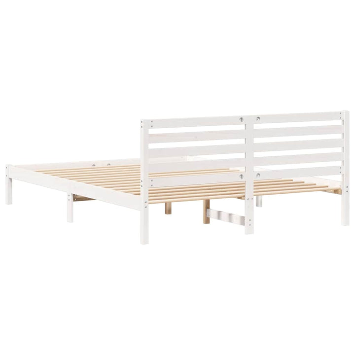 Sengestel med hovedgærde Hvid 160 x 220 cm Massiv fyrretræ
