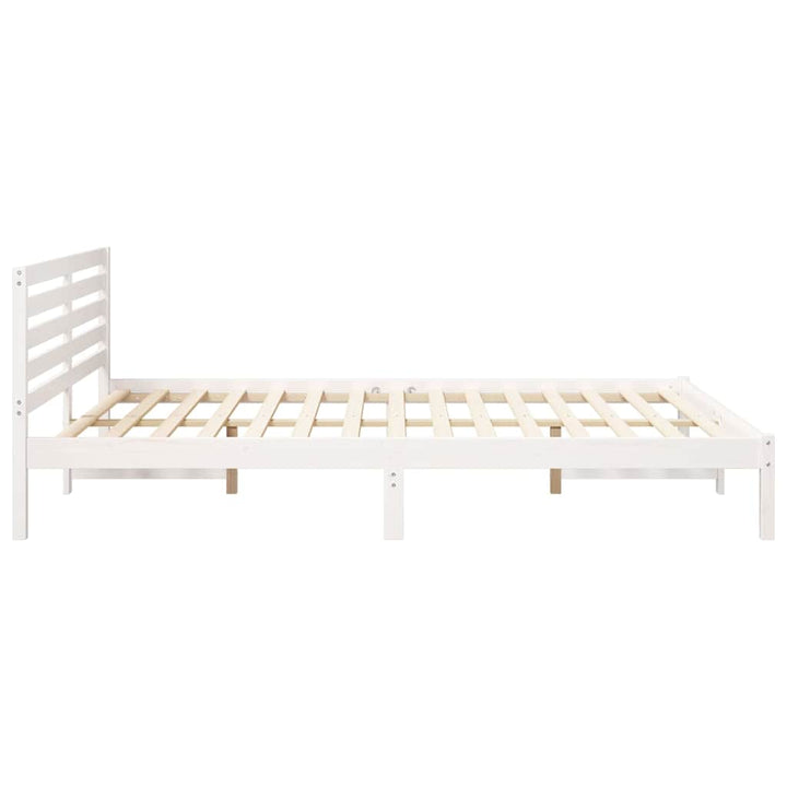 Sengestel med hovedgærde Hvid 160 x 220 cm Massiv fyrretræ