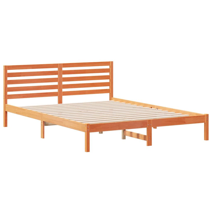 Sengestel med hovedgærde Voks brun 160 x 220 cm Massiv fyrretræ