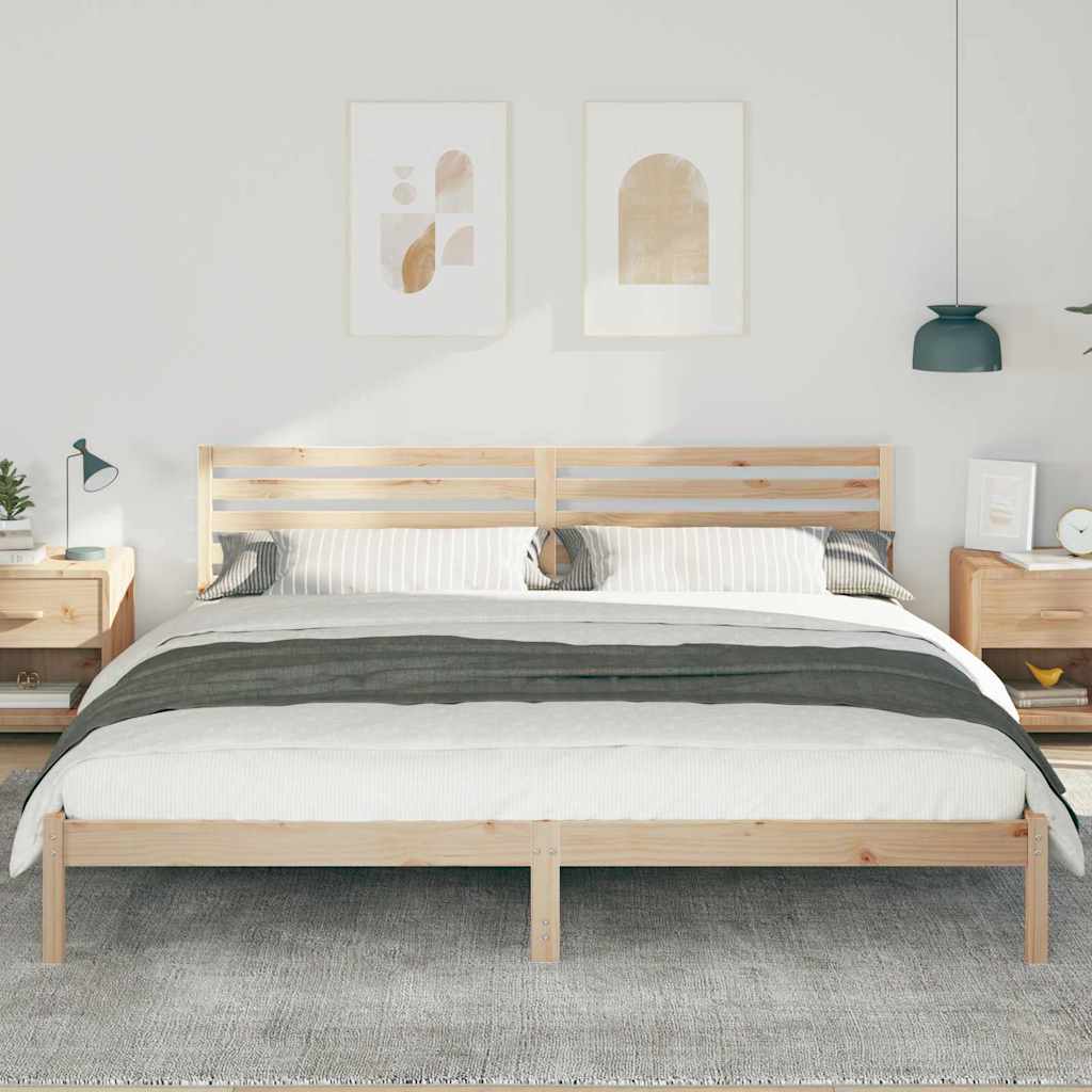 Sengestel med hovedgærde Brun 180 x 220 cm Massiv fyrretræ