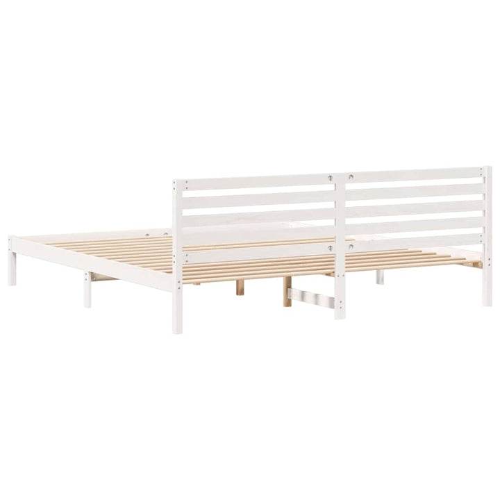 Sengestel med hovedgærde Hvid 180 x 220 cm Massiv fyrretræ