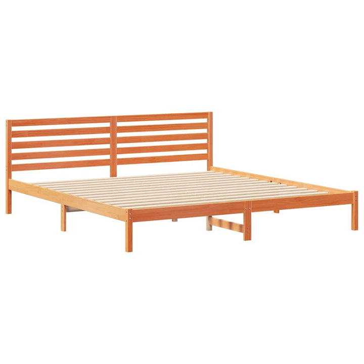 Sengestel med hovedgærde Voks brun 180 x 220 cm Massiv fyrretræ