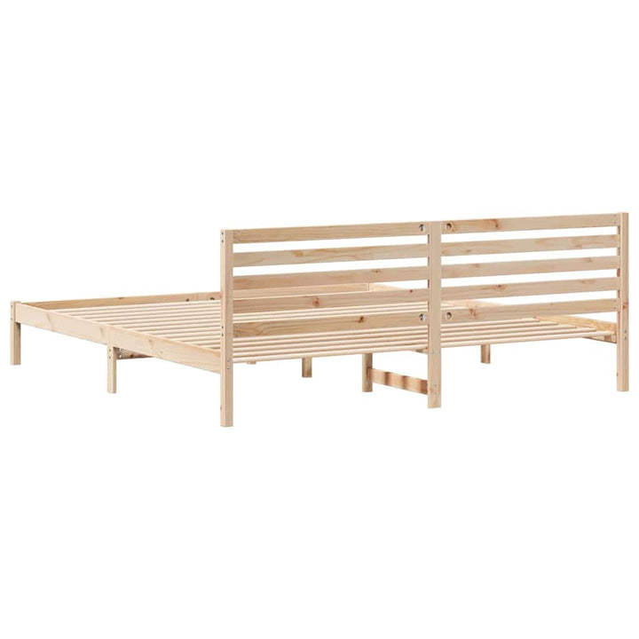 Sengestel med hovedgærde Brun 200 x 220 cm Massiv fyrretræ