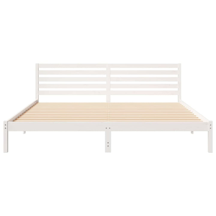 Sengestel med hovedgærde Hvid 200 x 220 cm Massiv fyrretræ