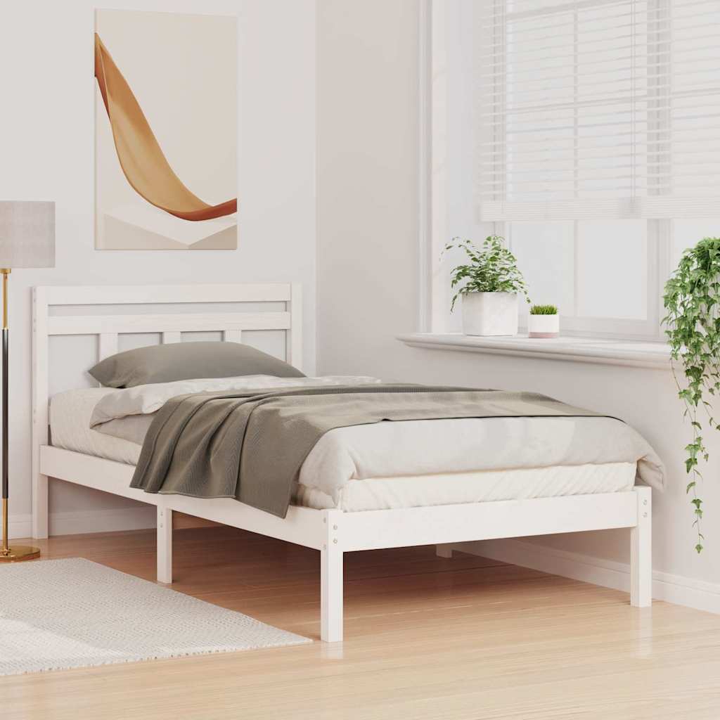 Sengestel Hvid 90 x 190 cm Massiv fyrretræ
