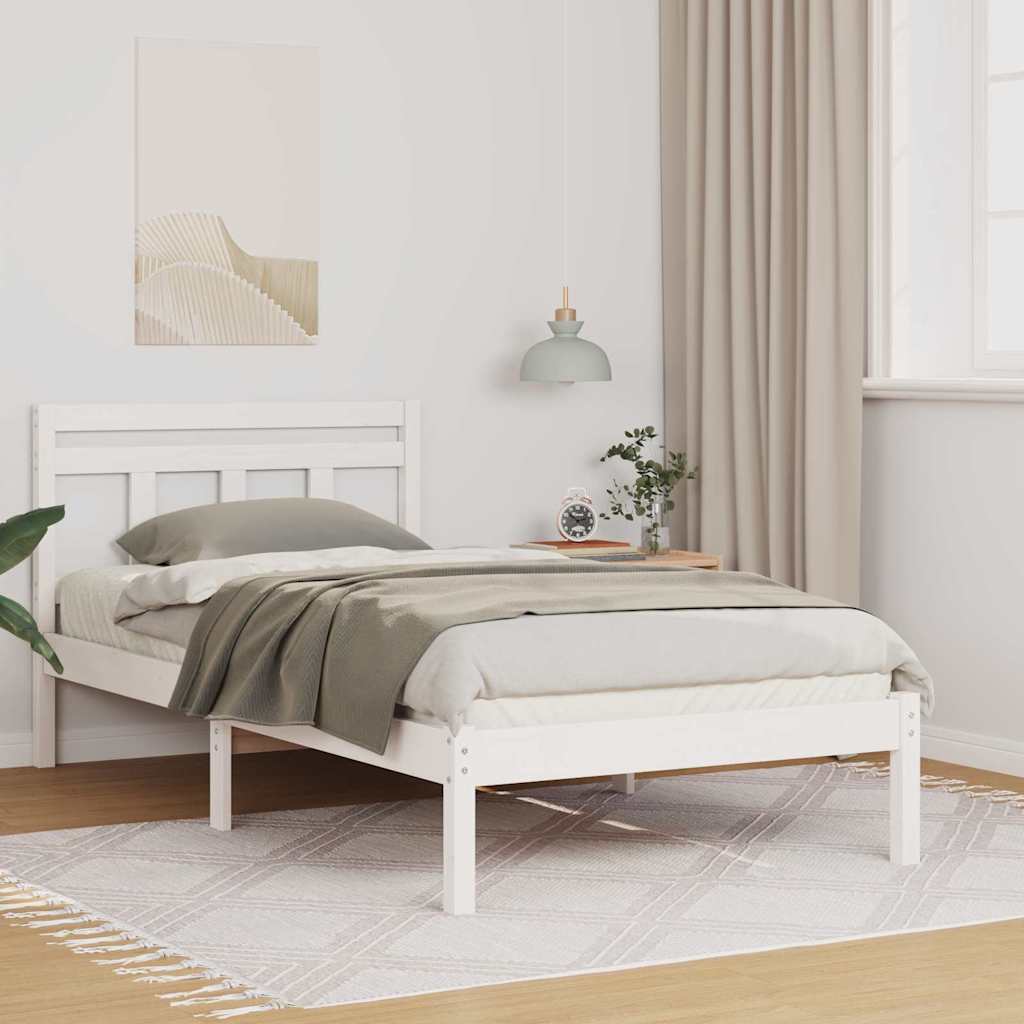 Sengestel Hvid 75 x 190 cm Massiv fyrretræ