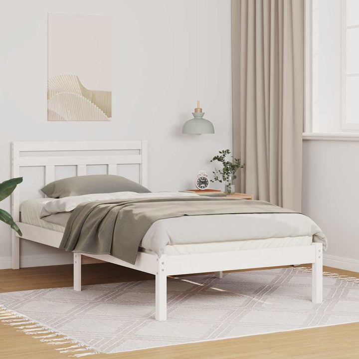 Sengestel Hvid 75 x 190 cm Massiv fyrretræ