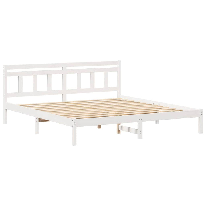 Sengestel Hvid 200 x 200 cm Massiv fyrretræ
