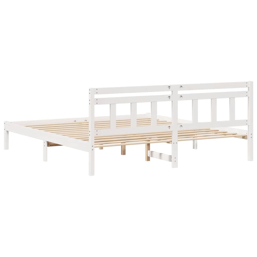 Sengestel Hvid 200 x 200 cm Massiv fyrretræ