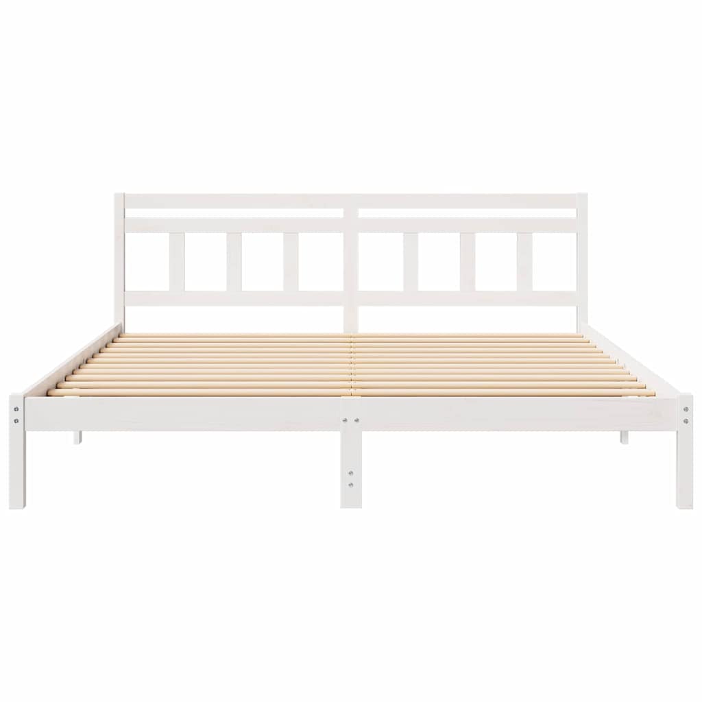 Sengestel Hvid 200 x 200 cm Massiv fyrretræ