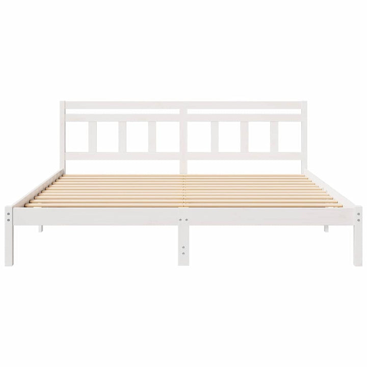 Sengestel Hvid 200 x 200 cm Massiv fyrretræ