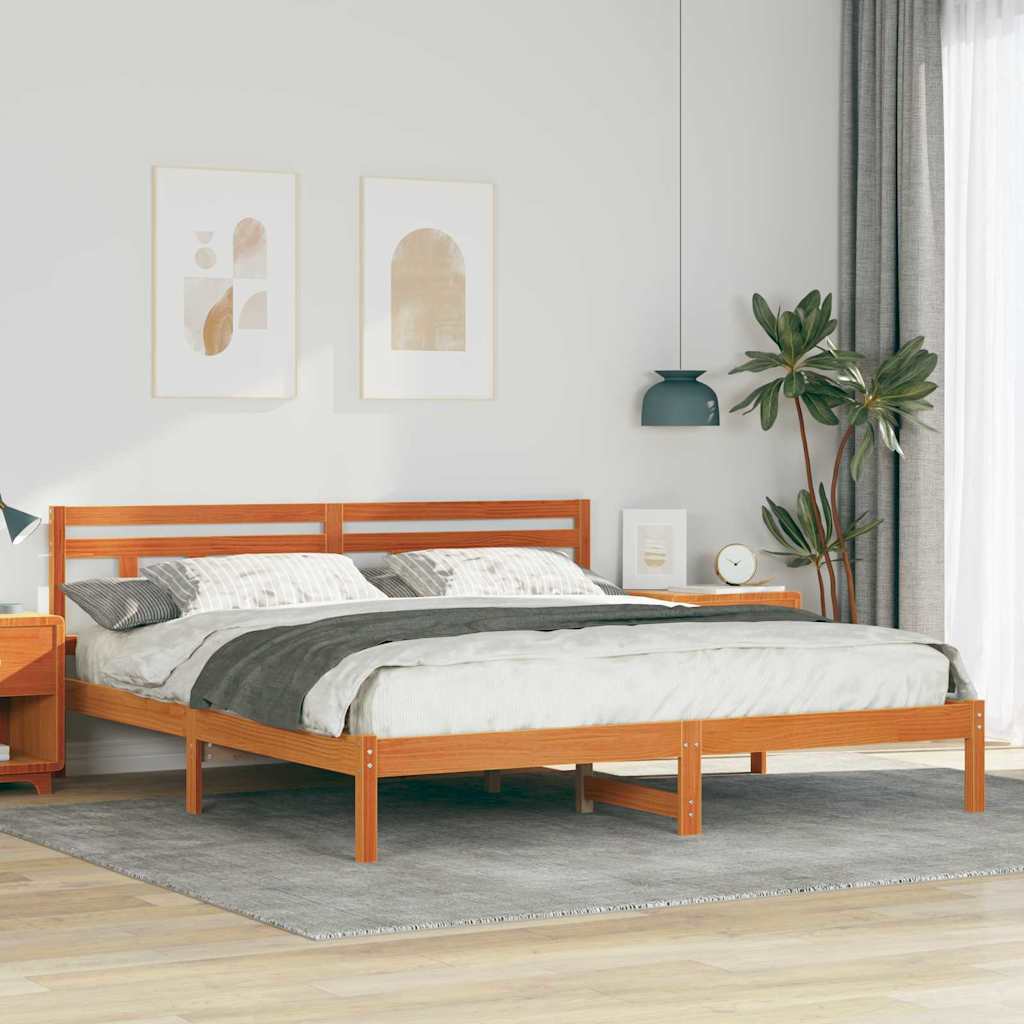 Sengestel Brun 200 x 200 cm Massiv fyrretræ