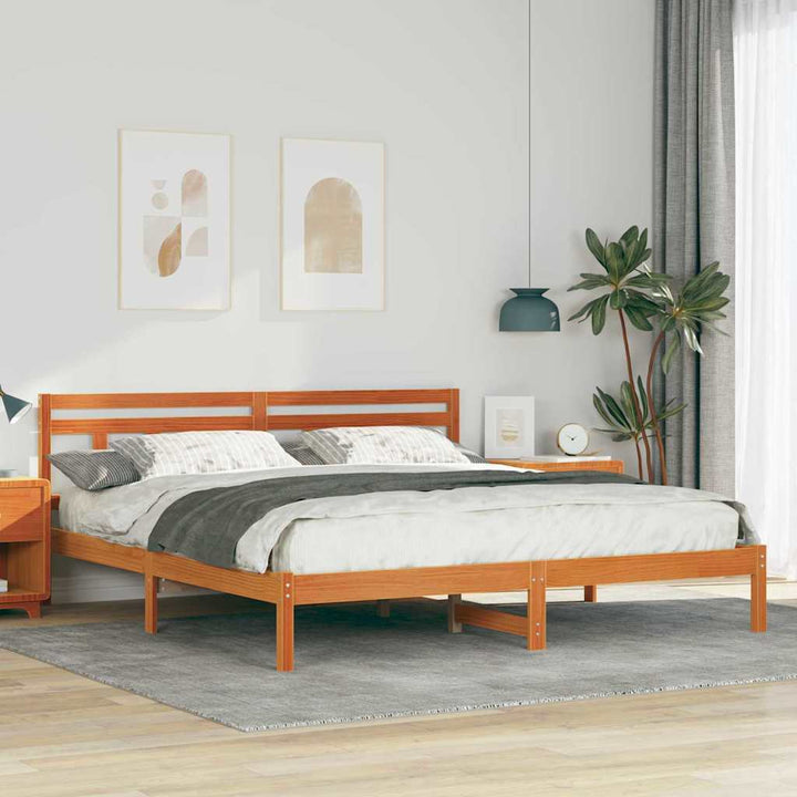 Sengestel Brun 200 x 200 cm Massiv fyrretræ