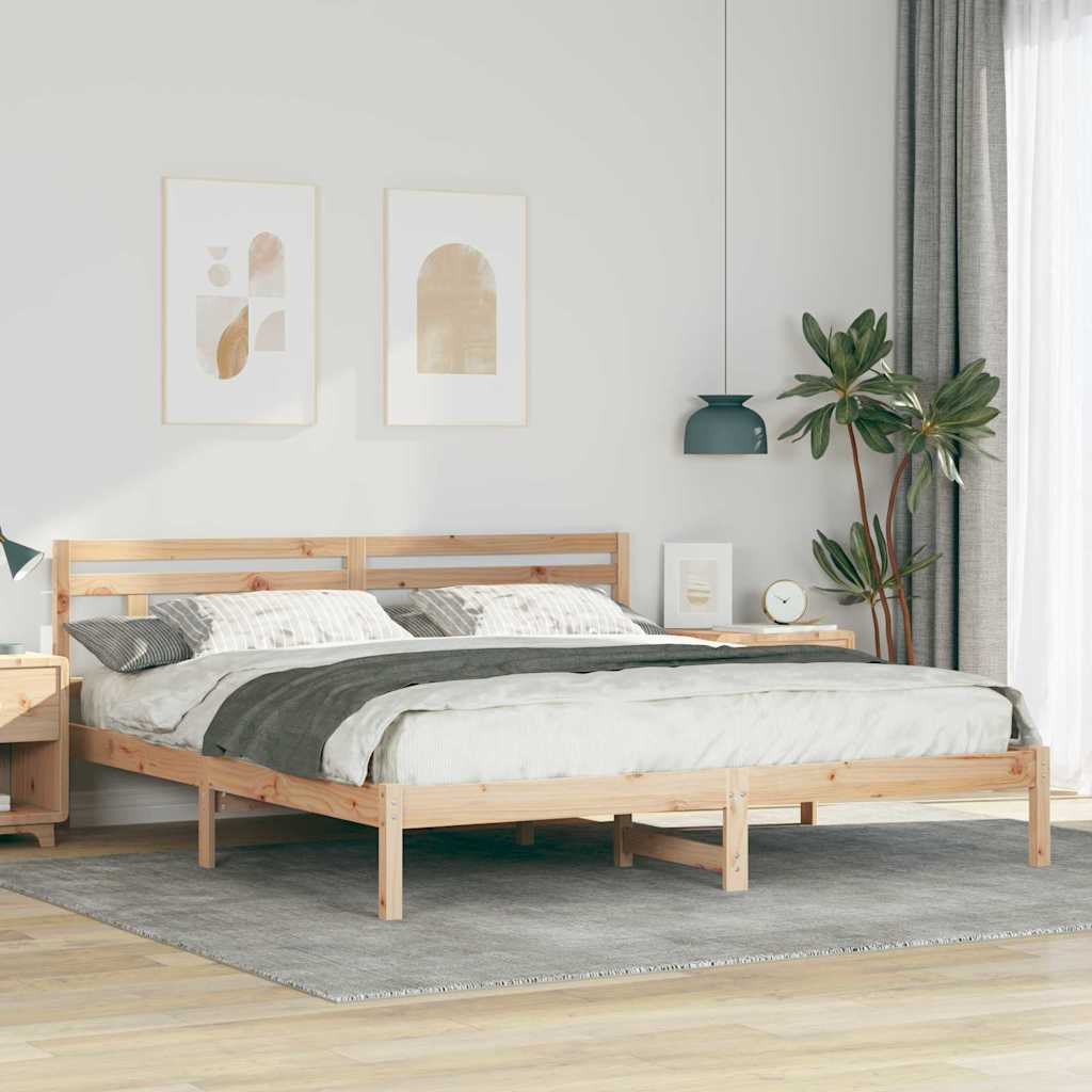 Sengestel Brun 180 x 200 cm Massiv fyrretræ