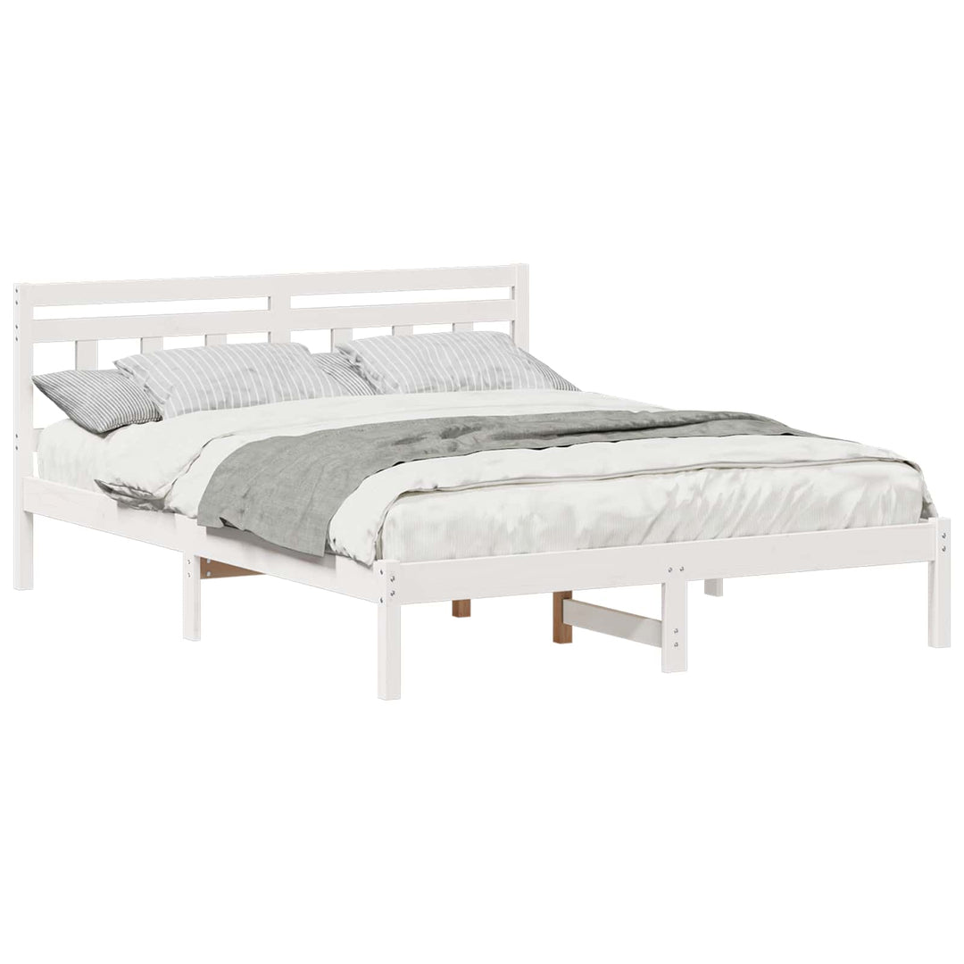 Sengestel Hvid 160 x 200 cm Massiv fyrretræ