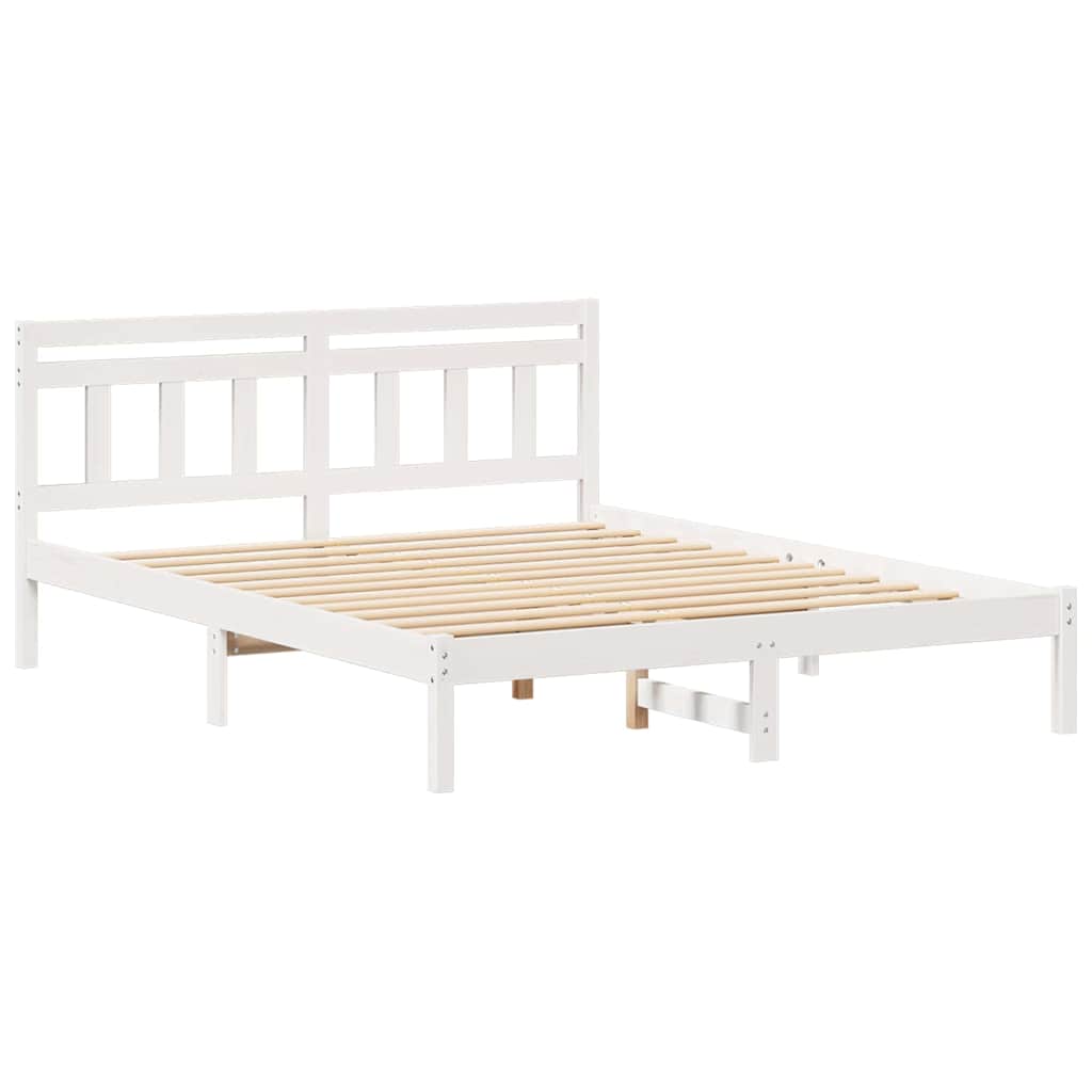 Sengestel Hvid 160 x 200 cm Massiv fyrretræ