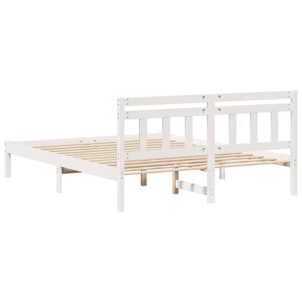 Sengestel Hvid 160 x 200 cm Massiv fyrretræ