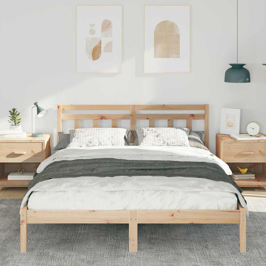 Sengestel Brun 150 x 200 cm Massiv fyrretræ