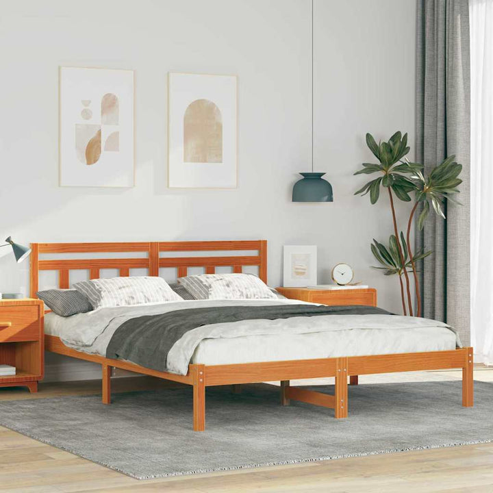 Sengestel Brun 150 x 200 cm Massiv fyrretræ