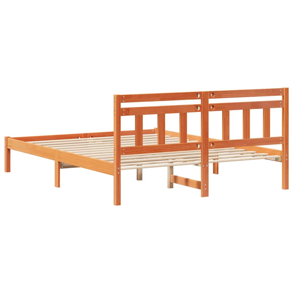 Sengestel Brun 150 x 200 cm Massiv fyrretræ