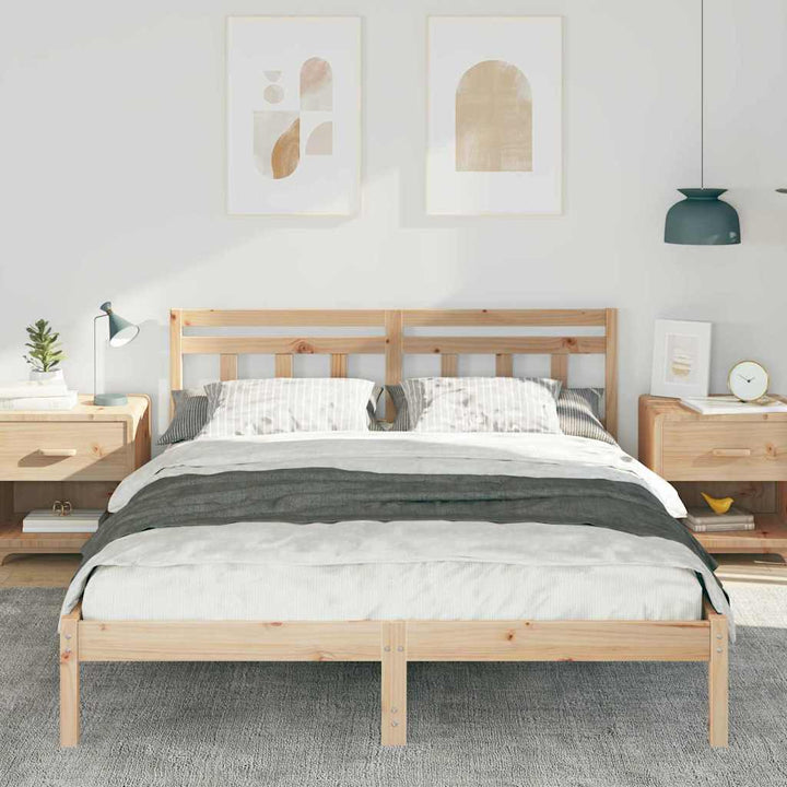 Sengestel Brun 140 x 200 cm Massiv fyrretræ