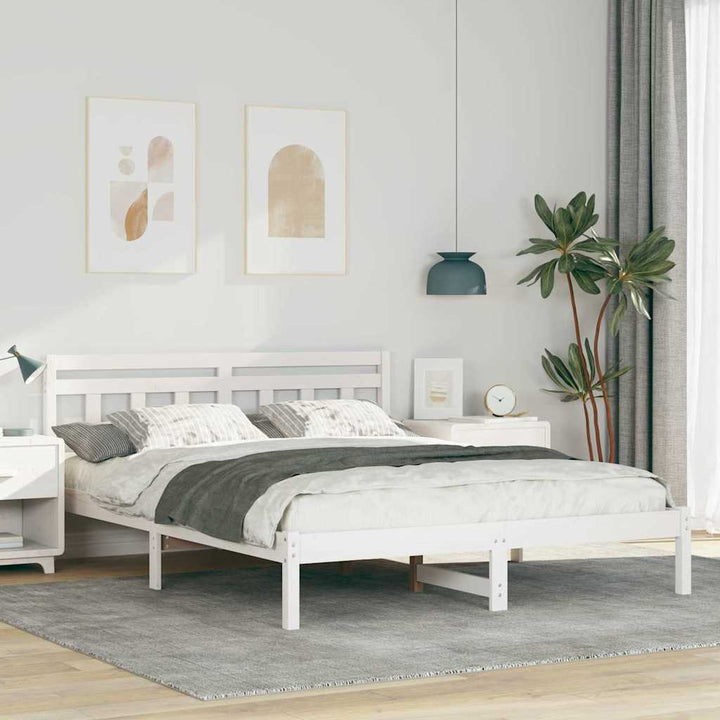 Sengestel Hvid 140 x 200 cm Massiv fyrretræ
