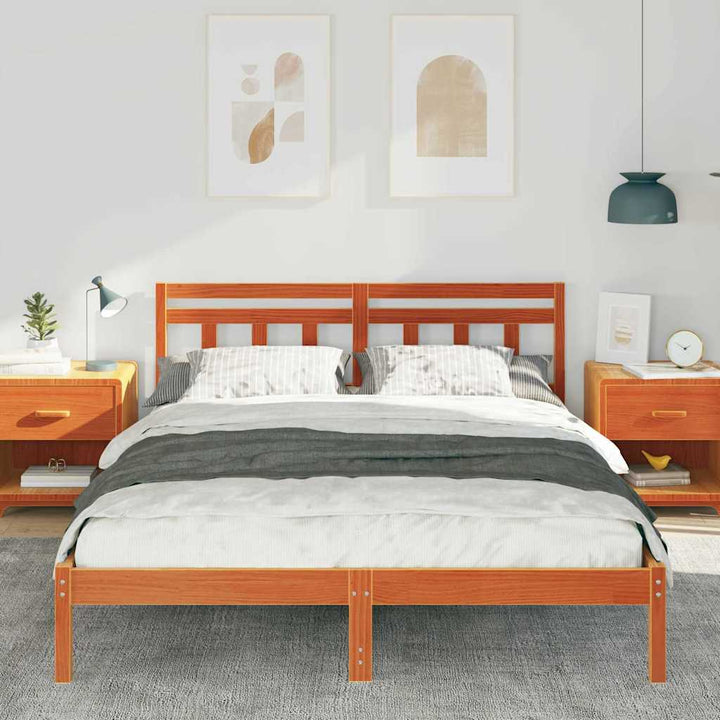 Sengestel Brun 140 x 200 cm Massiv fyrretræ