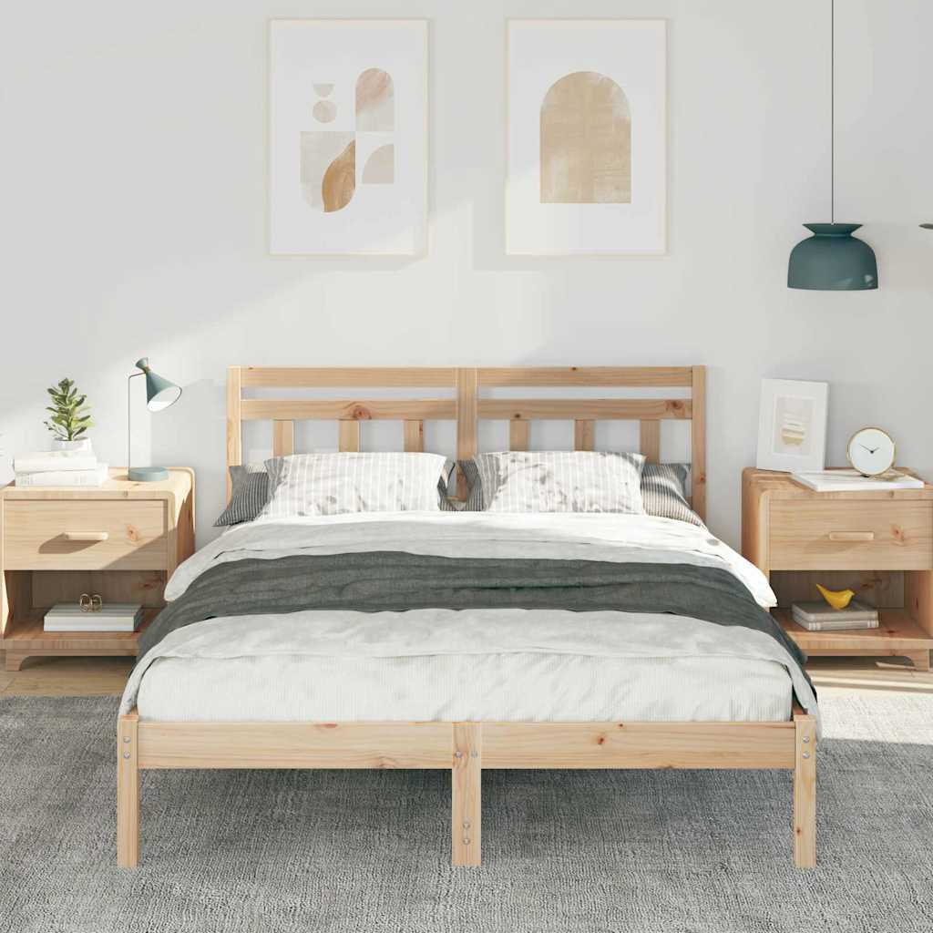 Sengestel Brun 120 x 190 cm Massiv fyrretræ