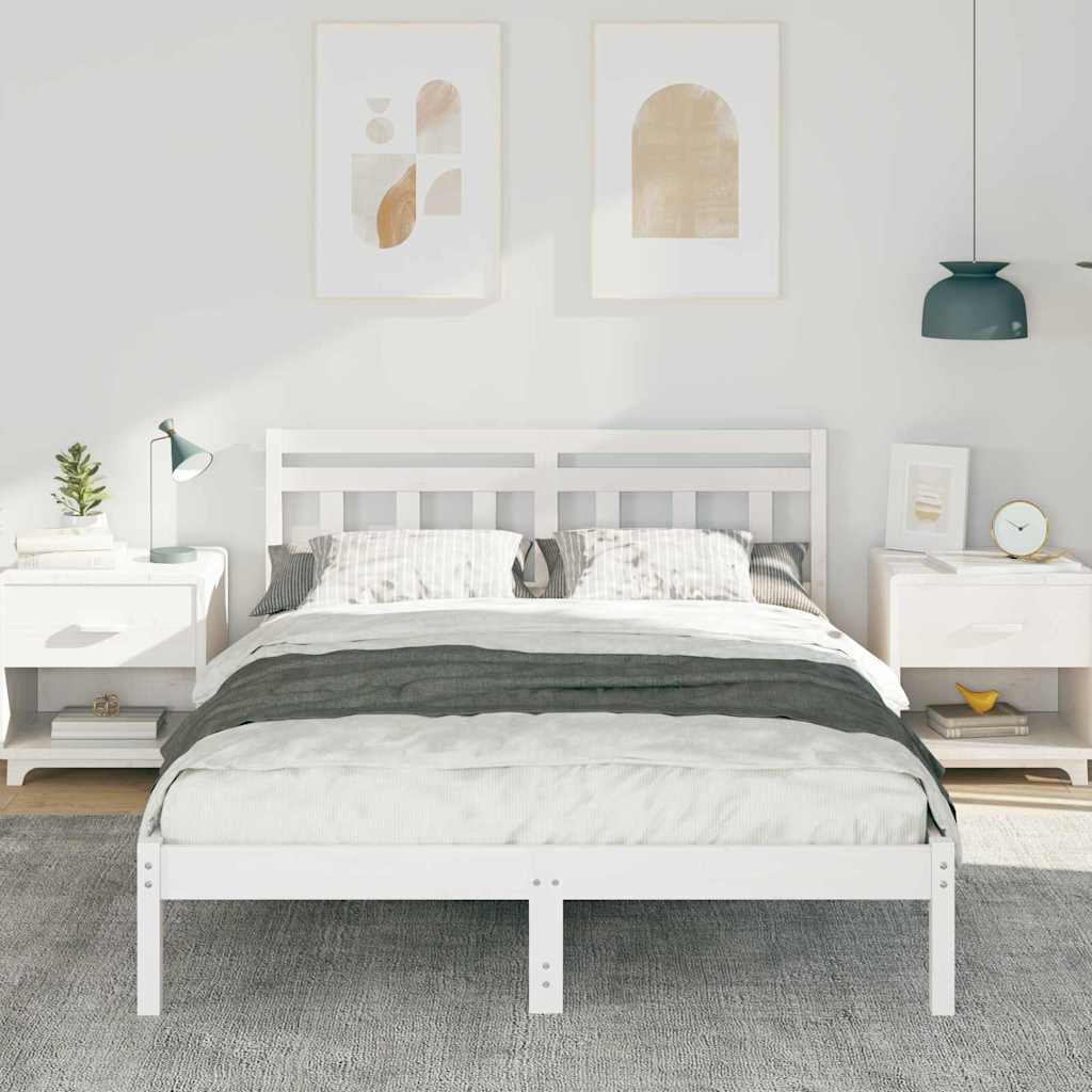Sengestel Hvid 120 x 190 cm Massiv fyrretræ