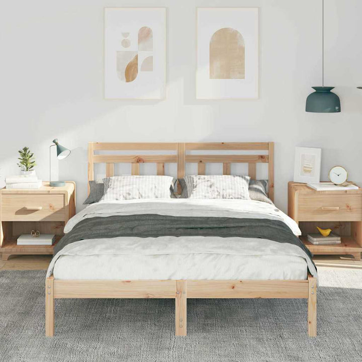 Sengestel Brun 140 x 190 cm Massiv fyrretræ