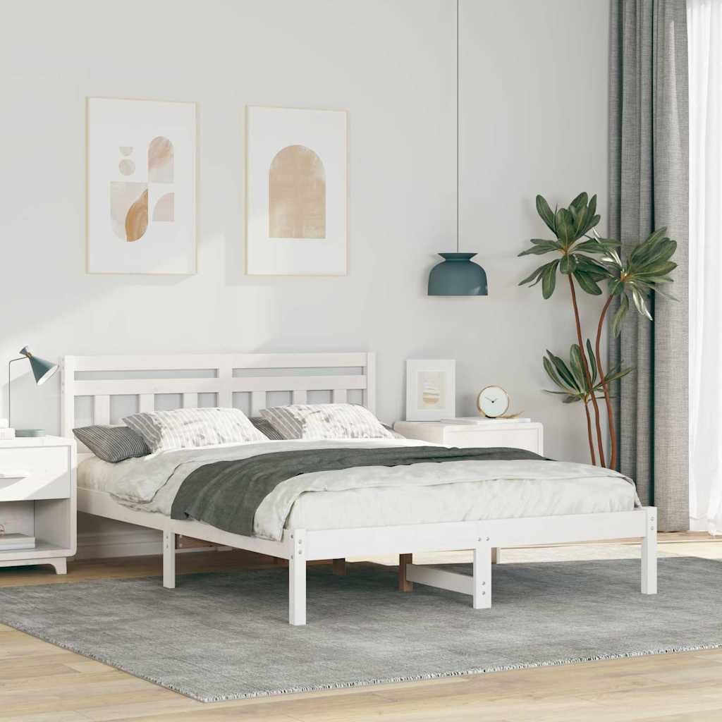 Sengestel Hvid 140 x 190 cm Massiv fyrretræ