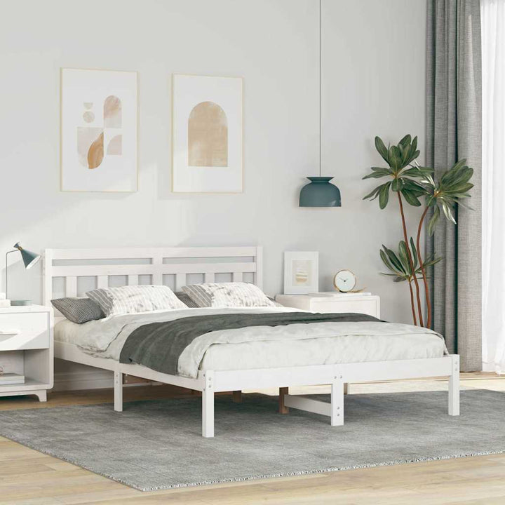 Sengestel Hvid 140 x 190 cm Massiv fyrretræ
