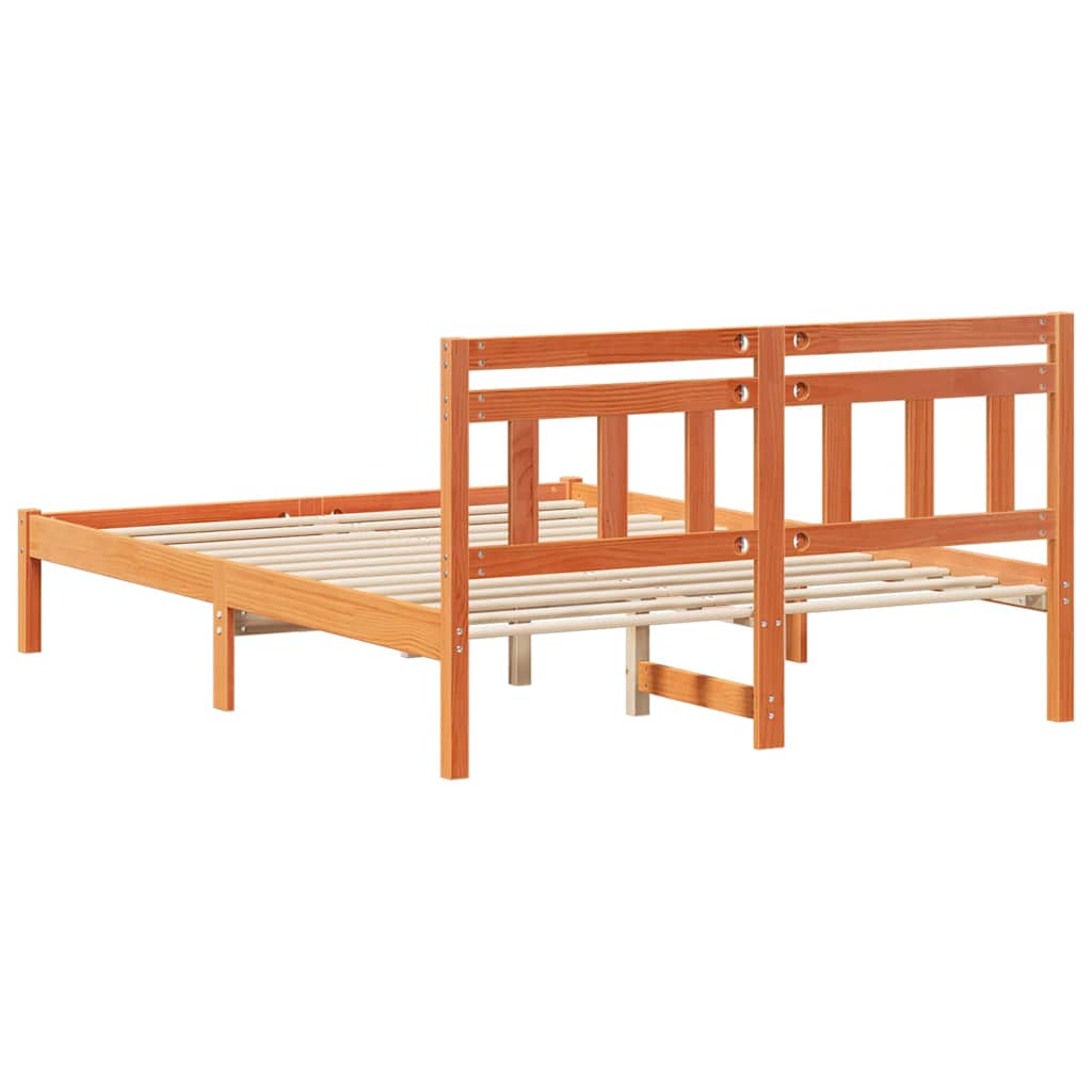 Sengestel Brun 140 x 190 cm Massiv fyrretræ