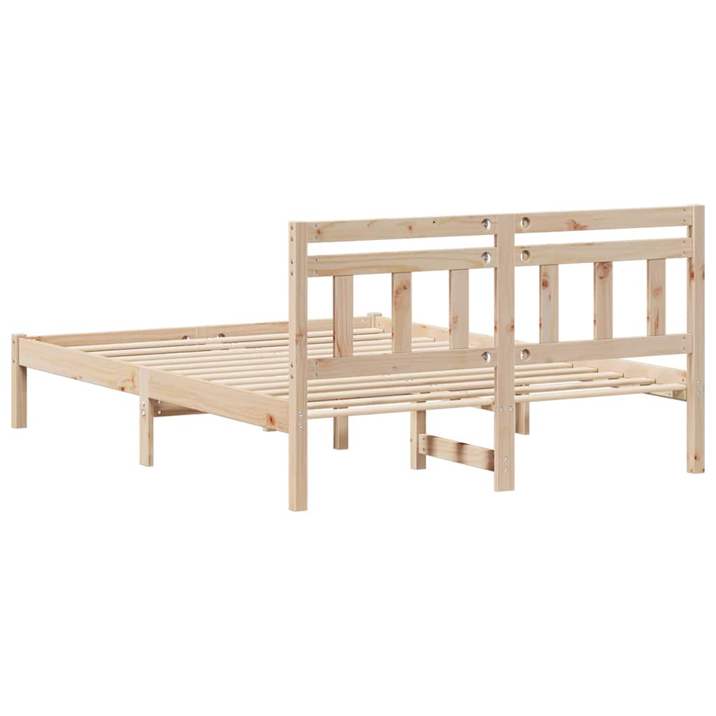 Sengestel Brun 135 x 190 cm Massiv fyrretræ
