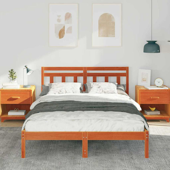 Sengestel Brun 135 x 190 cm Massiv fyrretræ