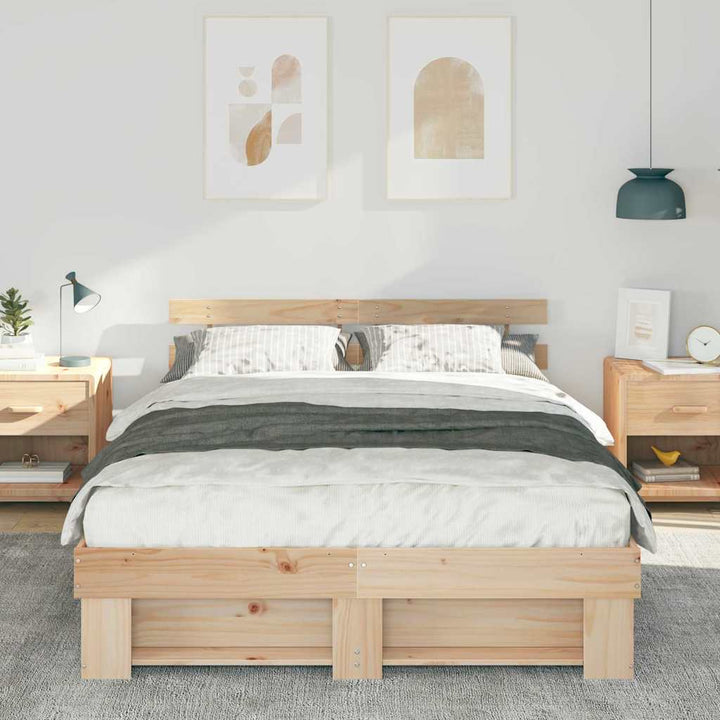 Sengestel med hovedgærde Brun 160 x 200 cm Massiv fyrretræ