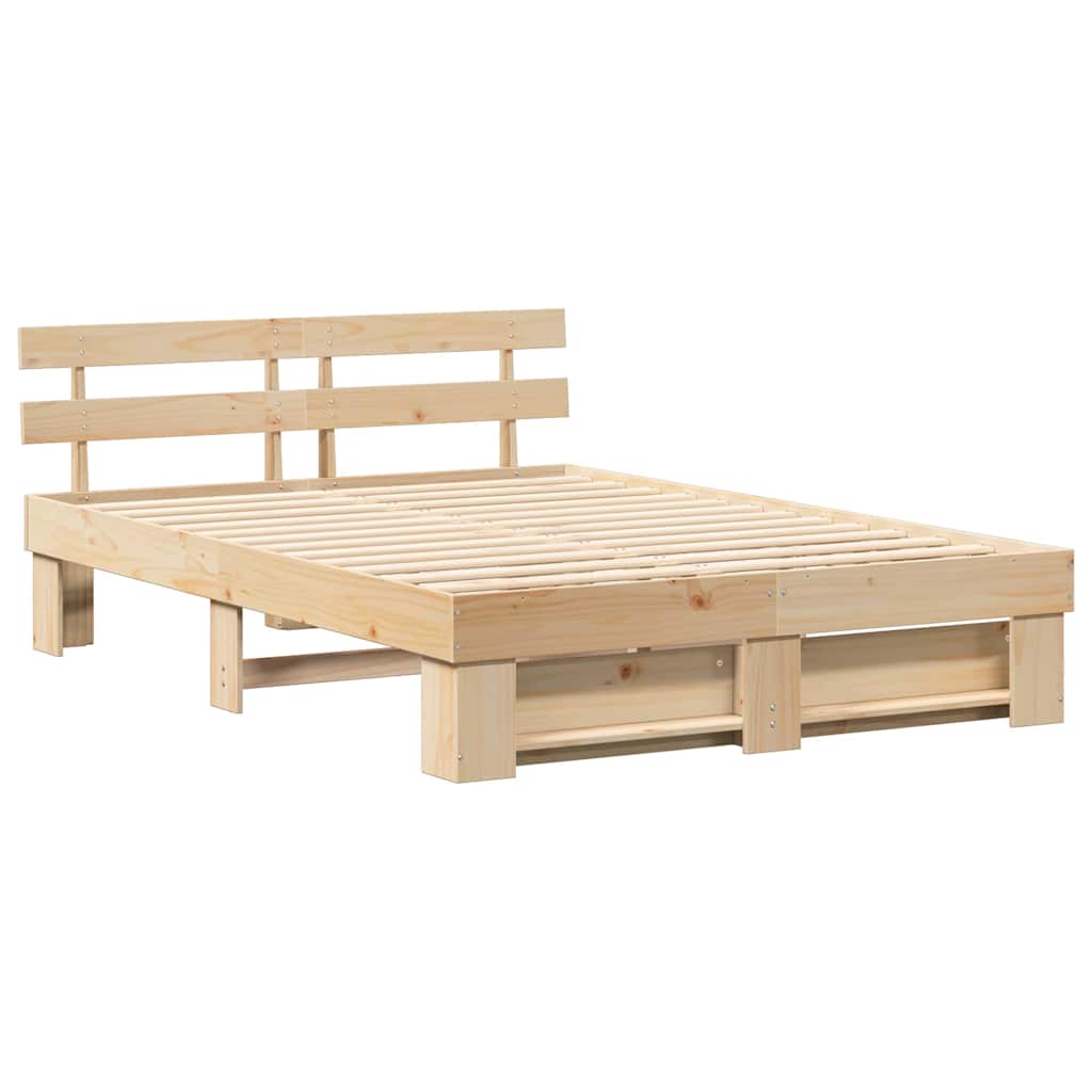 Sengestel med hovedgærde Brun 160 x 200 cm Massiv fyrretræ