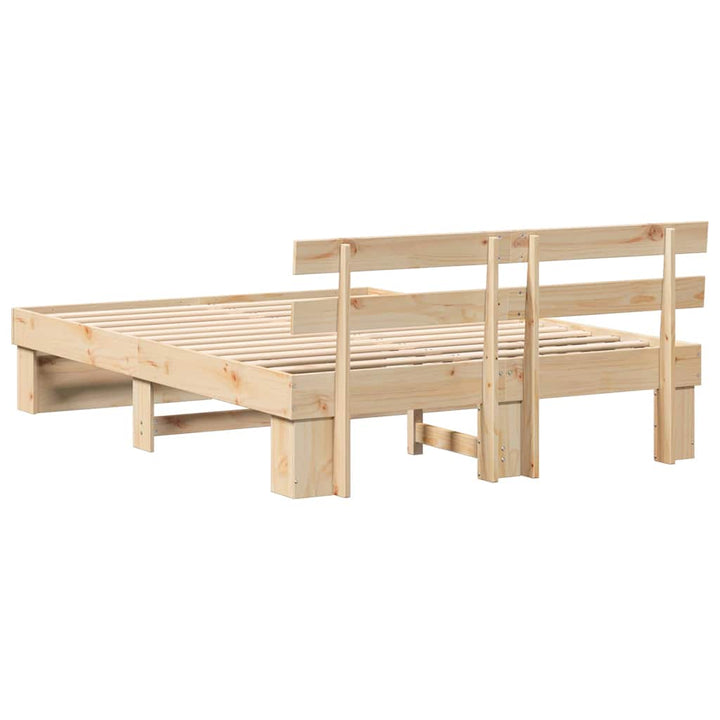 Sengestel med hovedgærde Brun 150 x 200 cm Massiv fyrretræ