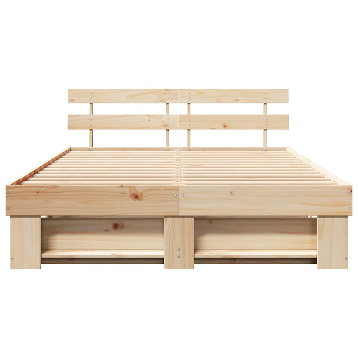 Sengestel med hovedgærde Brun 150 x 200 cm Massiv fyrretræ