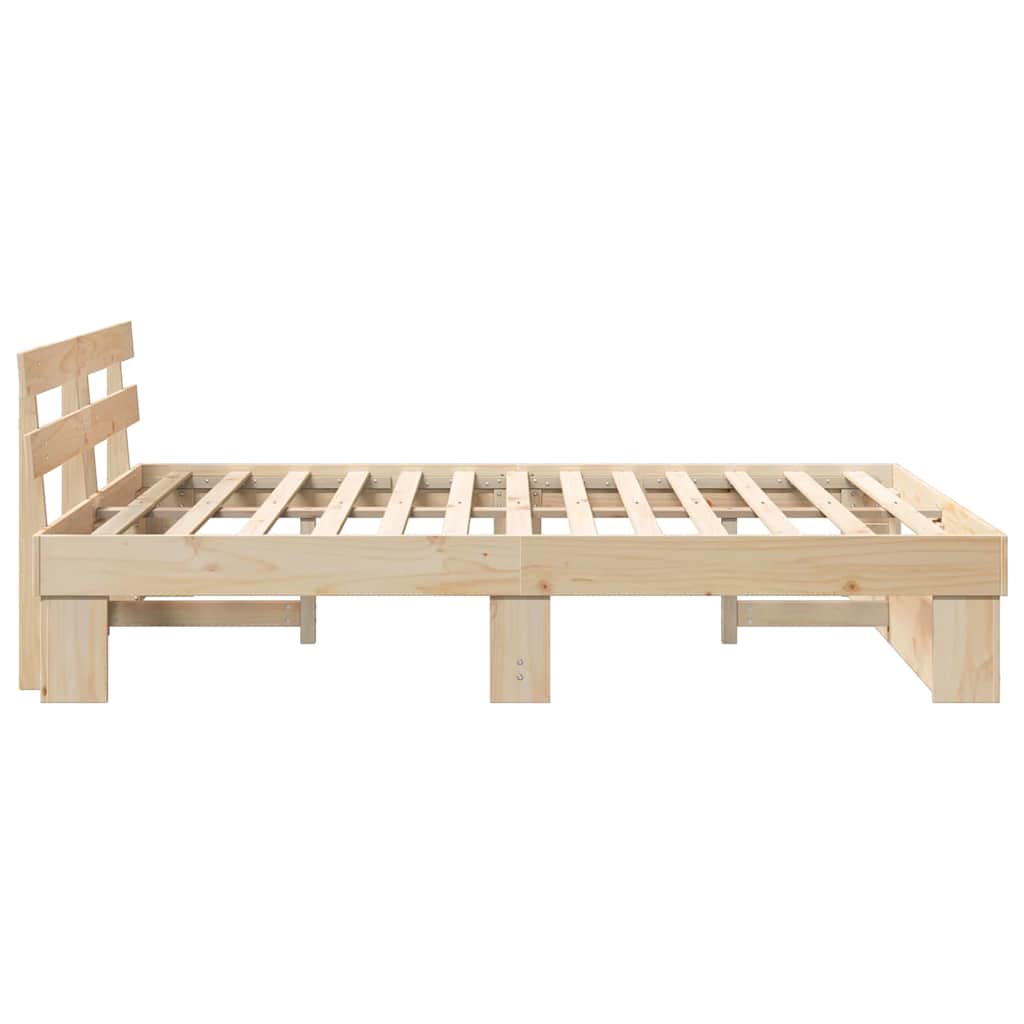 Sengestel med hovedgærde Brun 150 x 200 cm Massiv fyrretræ